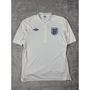 England Team Jersey Mens‎ 42 WhitHome Football Shirt Polo 2009-2010 Umbro Soccer